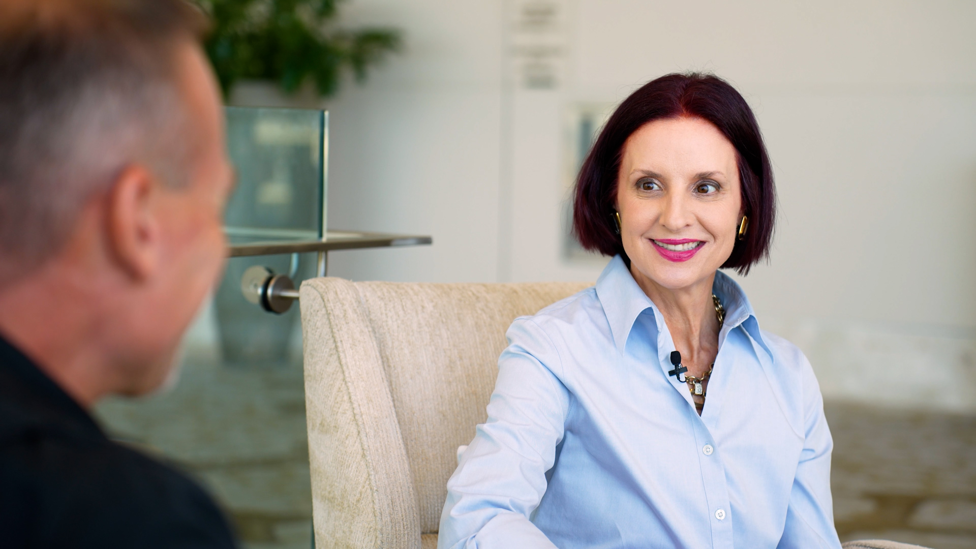 Demi Knight Clark, Chief Spark Igniter at Spark Building Group, speaking during an interview with Trade Hounds CEO David Bauders at the NAED National Meeting.