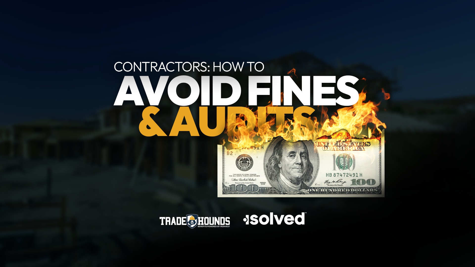 Webinar graphic for trade employers reviewing workforce classification guidelines for 1099 contractors and W-2 employees